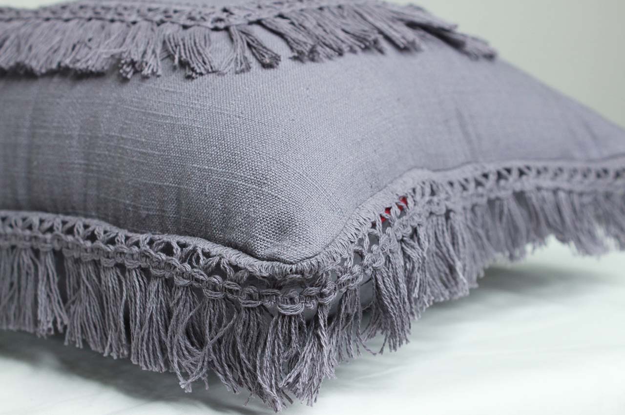 Squared Fringes Cushion Covers Set of 2 Pcs  (16*16 Inches)